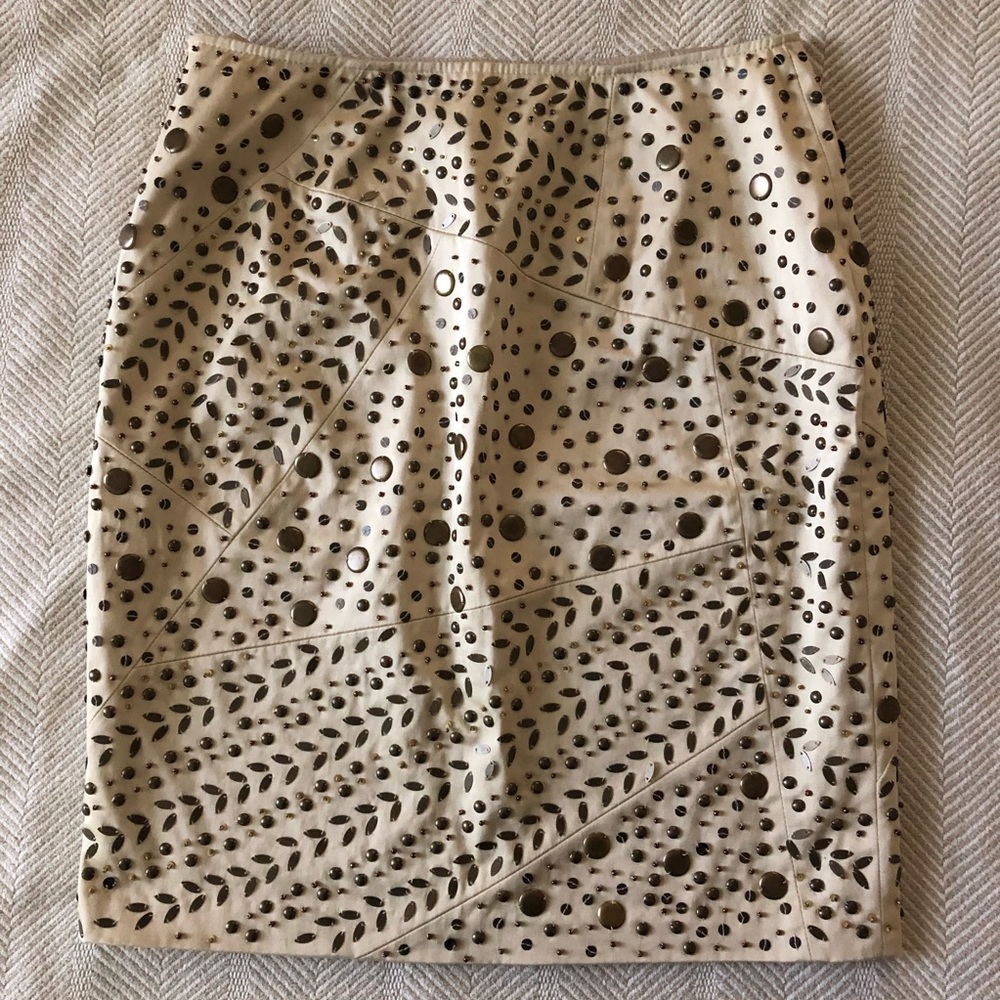 Lafayette 148 Tan Metal Beaded Skirt